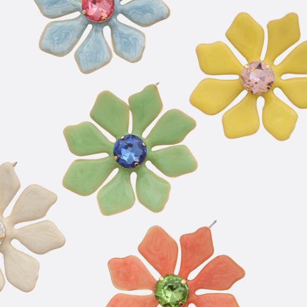 FLOWER RHINESTONE CENTER EARRING