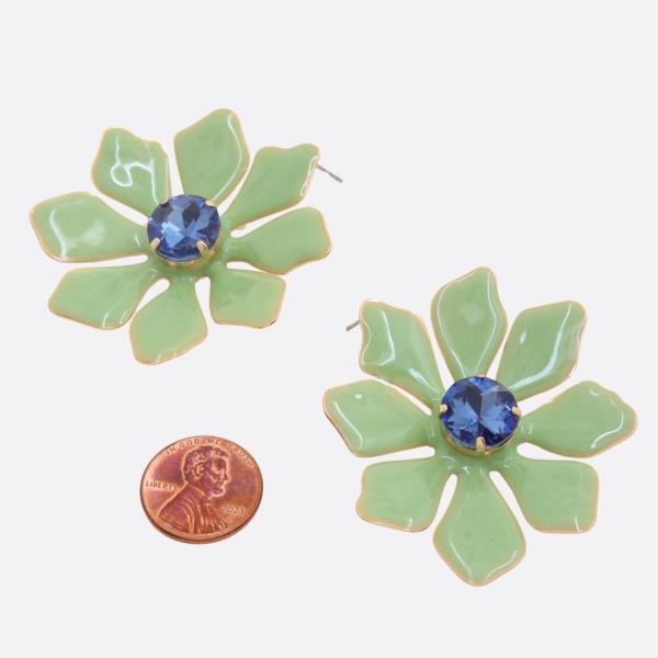 FLOWER RHINESTONE CENTER EARRING