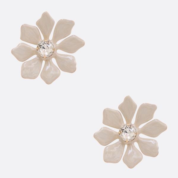 FLOWER RHINESTONE CENTER EARRING
