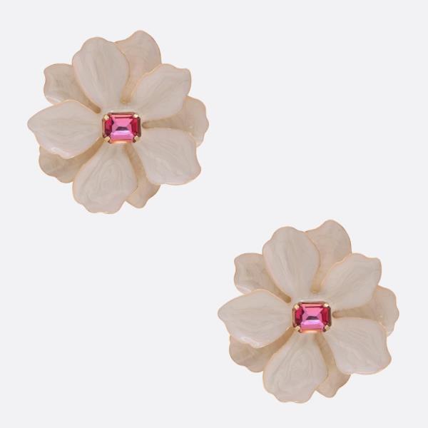 FLOWER SHAPE RHINESTONE CENTER EARRING