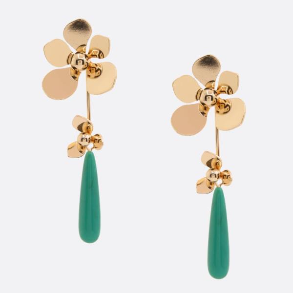 FLOWER LONG TEARDROP DANGLE EARRING