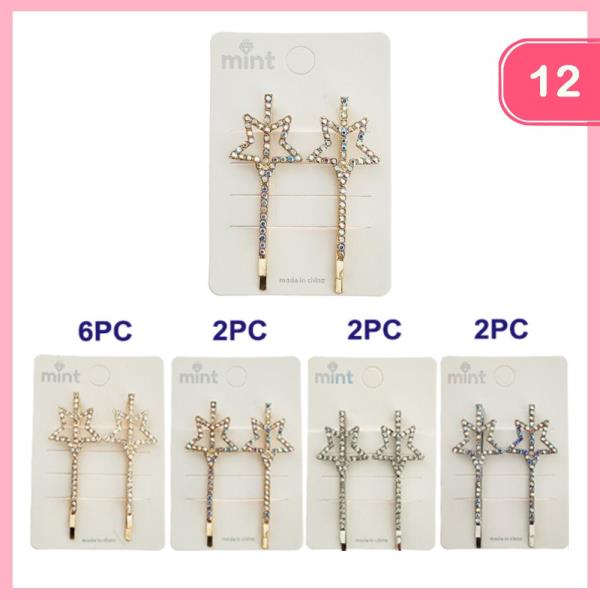 RHINESTONE STAR HAIR PIN SET (12 UNITA)