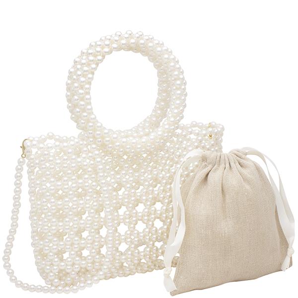 2IN1 PEARL CROSSBODY TOTE BAG W DRAWSTRING POUCH SET