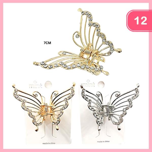 RHINESTONE BUTTERFLY HAIR CLAW CLIP (12 UNITS)
