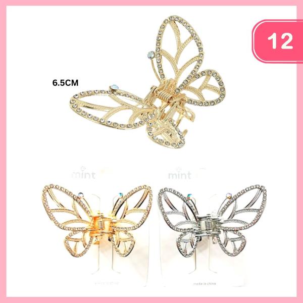 RHINESTONE BUTTERFLY CLAW CLIP (12 UNITS)
