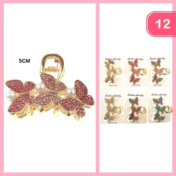 RHINESTONE BUTTERFLY HAIR CLAW CLIP (12 UNITS)
