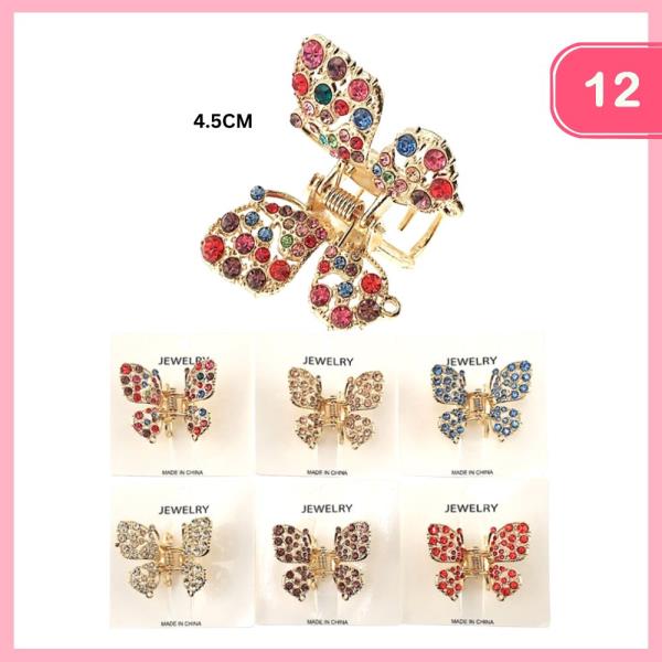 RHINESTONE BUTTERFLY HAIR CLAW CLIP (12 UNITS)