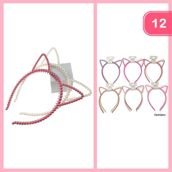 PEARL KITTY EARS HEADBAND (12 UNITS)