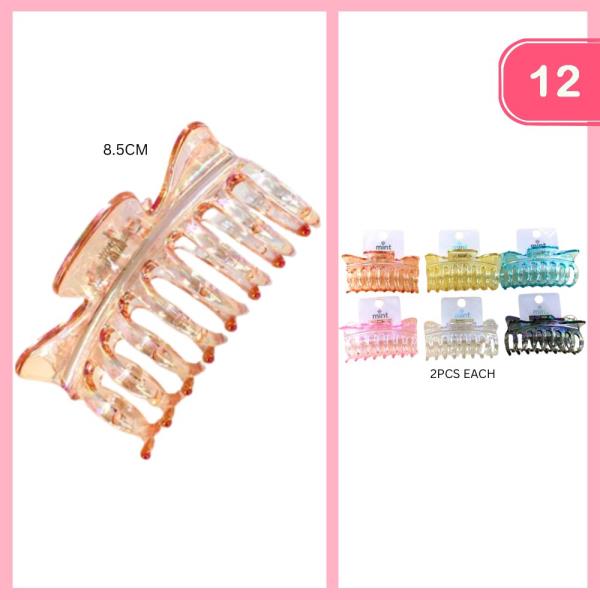 CLEAR HAIR CLAW CLIP (12 UNITS)