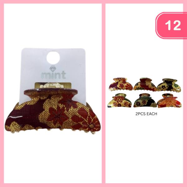 FLOWER PRINT HAIR CLAW CLIP (12 UNITS)