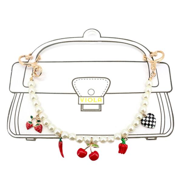 CHERRY PEPPER MULTI CHARM PEARL BEAD BAG CHARM