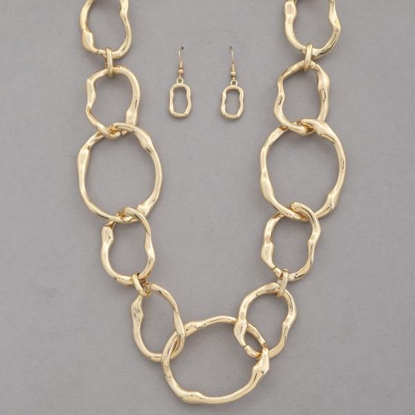 CIRCLE OVAL LINK METAL NECKLACE