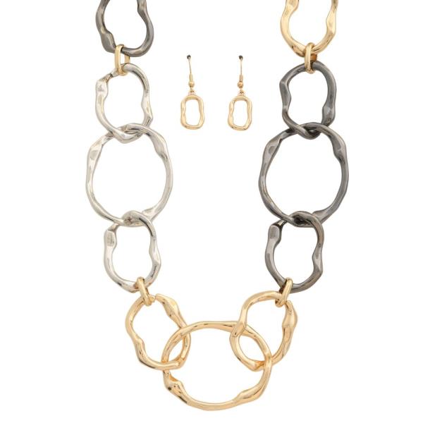 CIRCLE OVAL LINK METAL NECKLACE