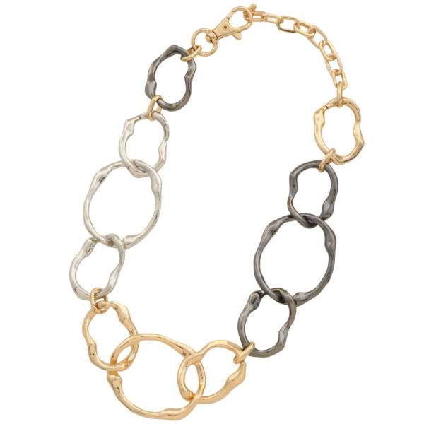 CIRCLE OVAL LINK METAL NECKLACE