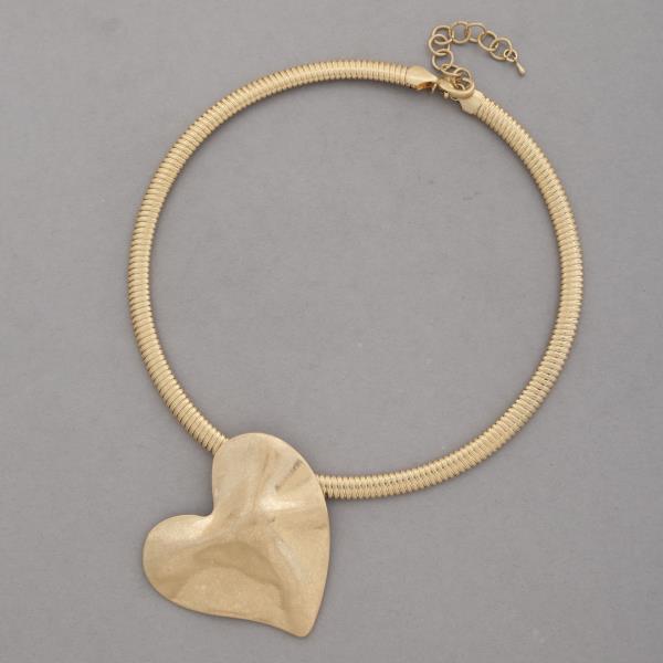 BENT METAL HEART NECKLACE