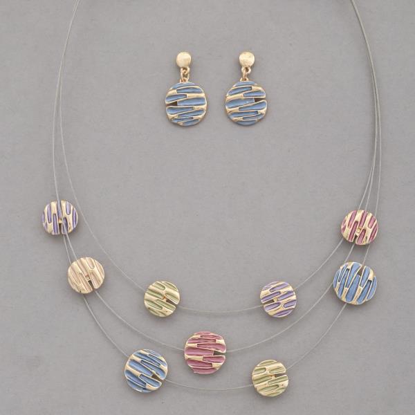 COLORED COIN WIRE LAYERED NECKLACE