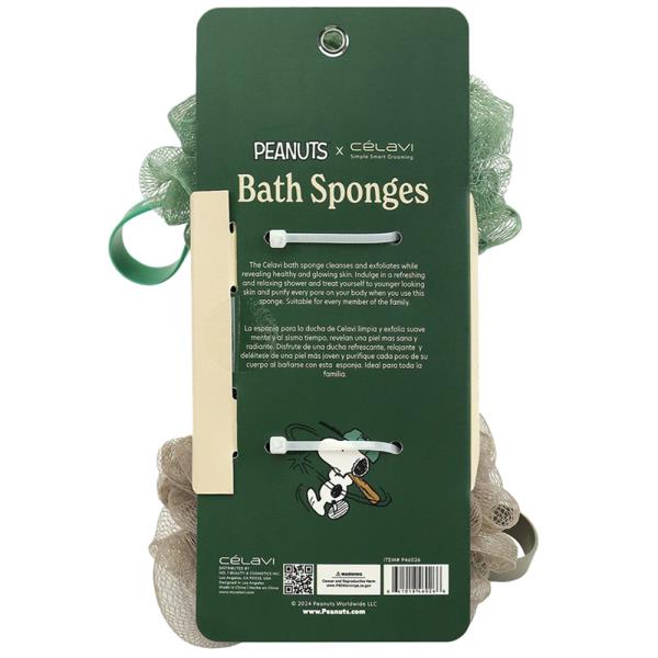CELAVI X PEANUTS 2PC BATH SPONGE WITH PRINTED STARPS