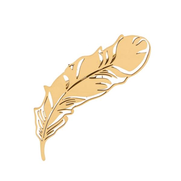 FEATHER METAL BROOCH