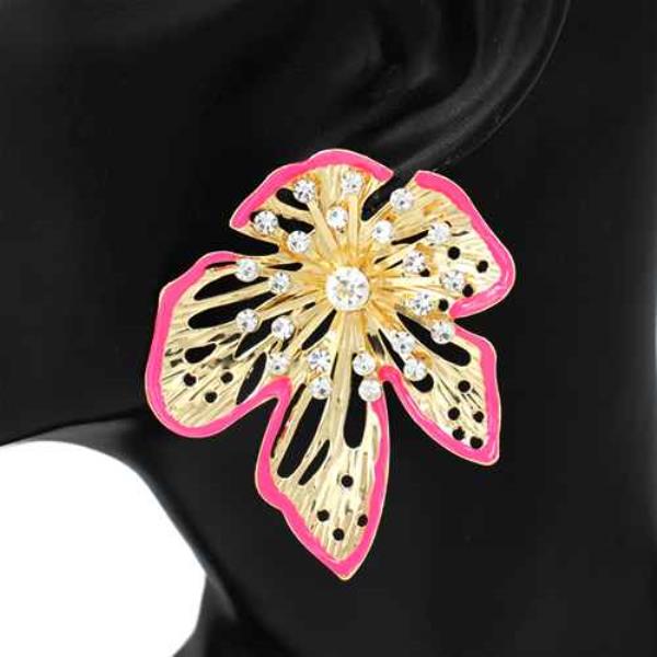 FLOWER EDGE FLOWER RHINESTONE EARRING