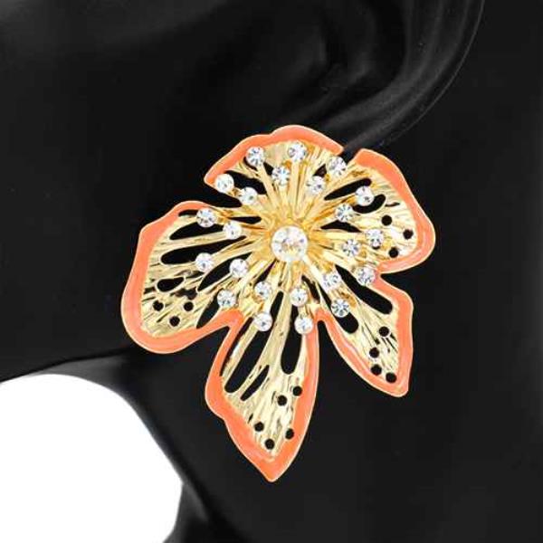 FLOWER EDGE FLOWER RHINESTONE EARRING