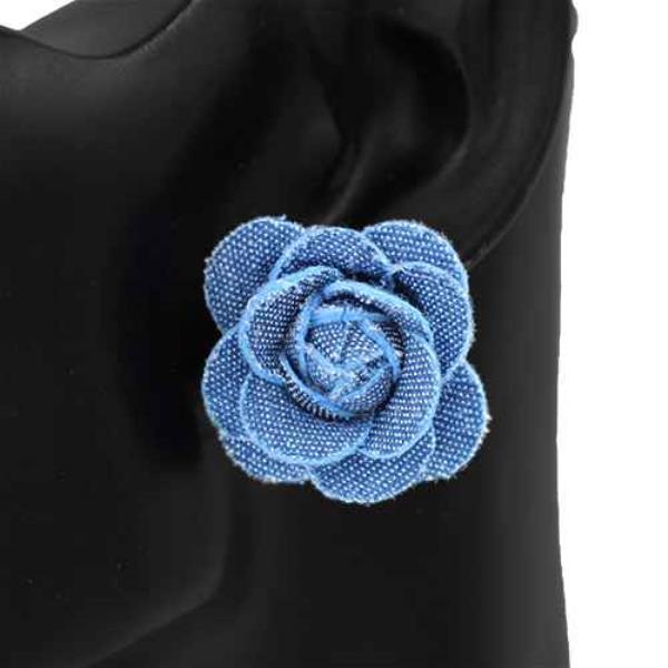 DENIM FLOWER EARRING
