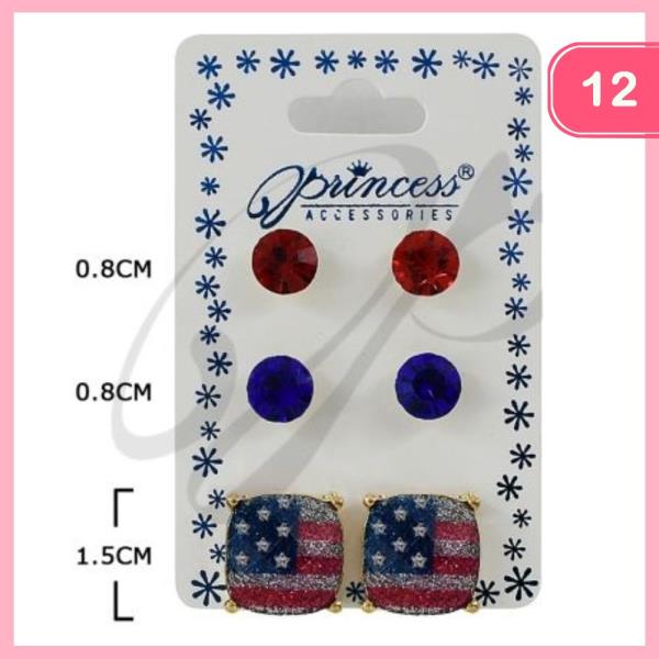 AMERICAN FLAG POST EARRINGS (12 UNITS)