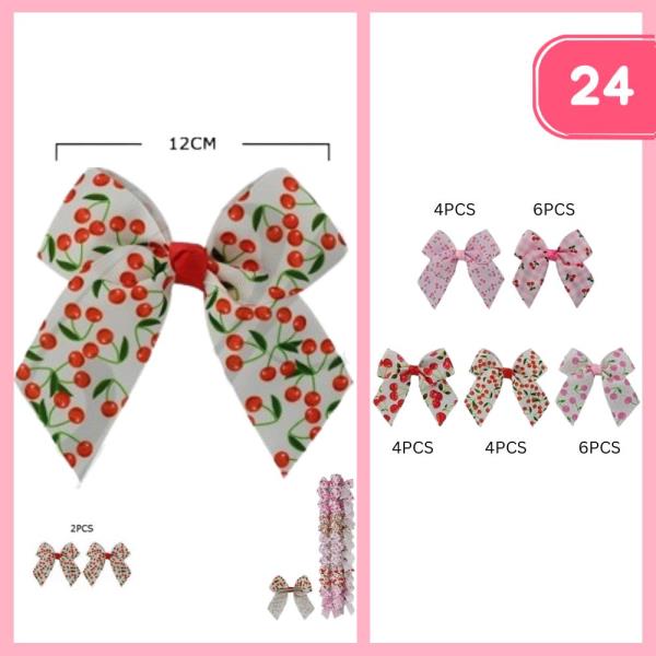 CHERRY HAIR BOW PIN (12 UNITS)
