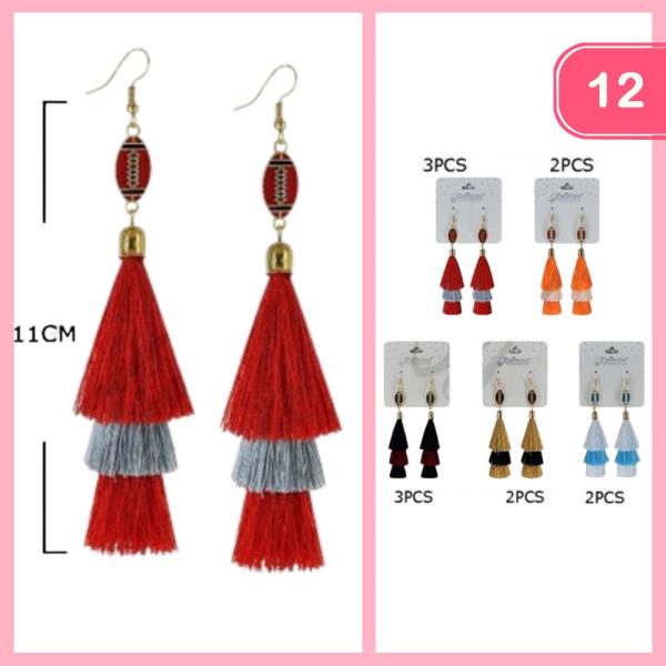 FOOTBALL TASSEL EARRING (12 UNITS)