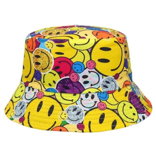 2 PC MULTI COLOR HAPPY FACE BUCKET HAT
