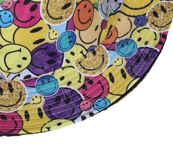 2 PC MULTI COLOR HAPPY FACE BUCKET HAT
