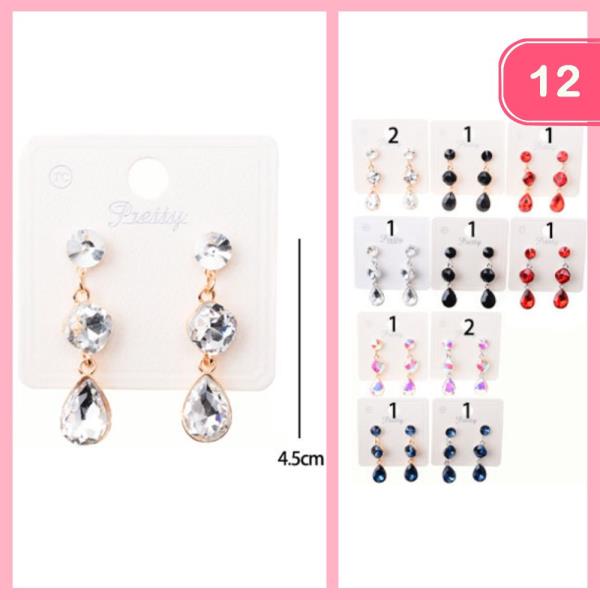 RHINESTONE DANGLE EARRING (12 UNITS)