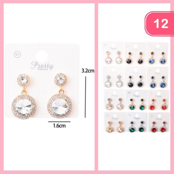 RHINESTONE DANGLE EARRING (12 UNITS)