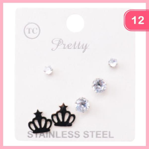STAINLESS STEEL EARRINGS (12 UNITS)