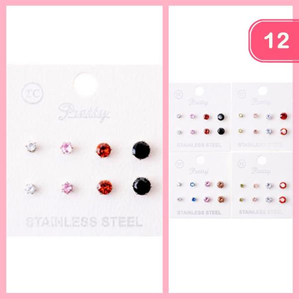 STAINLESS STEEL POST EARRINGS (12 UNITS)