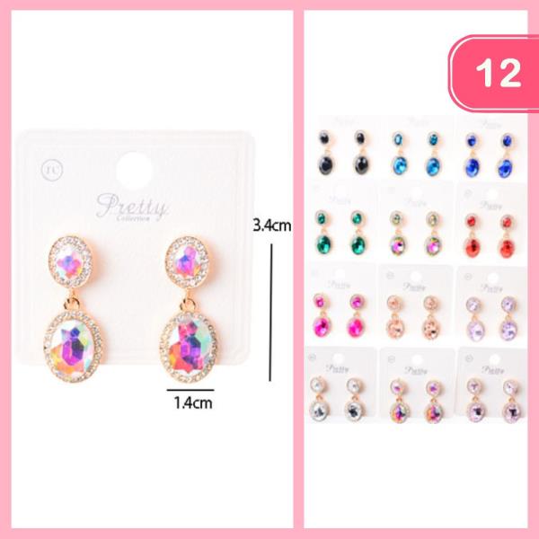 RHINESTONE DANGLE EARRINGS (12 UNITS)