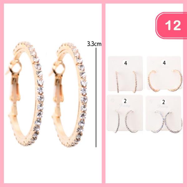 RHINESTONE HOOP EARRING (12 UNITS)