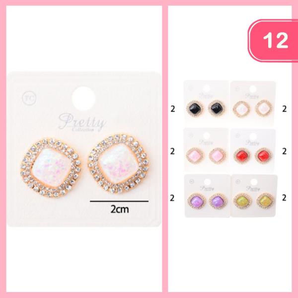 RHINESTONE OPAL EARRINGS (12 UNITS)