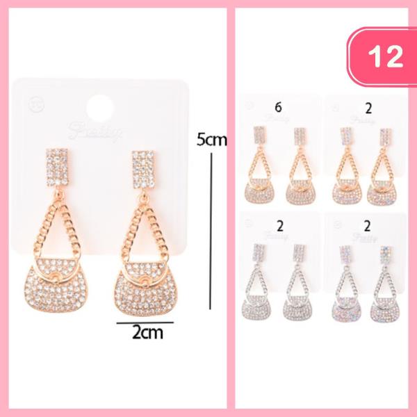 RHINESTONE DANGLE PURSE EARRINGS (12 UNITS)