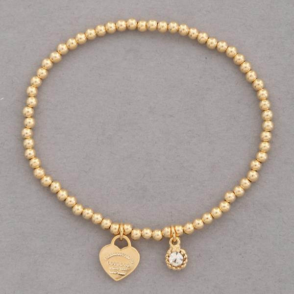 SODAJO GOLD DIPPED HEART STONE METAL CHAIN BRACELET