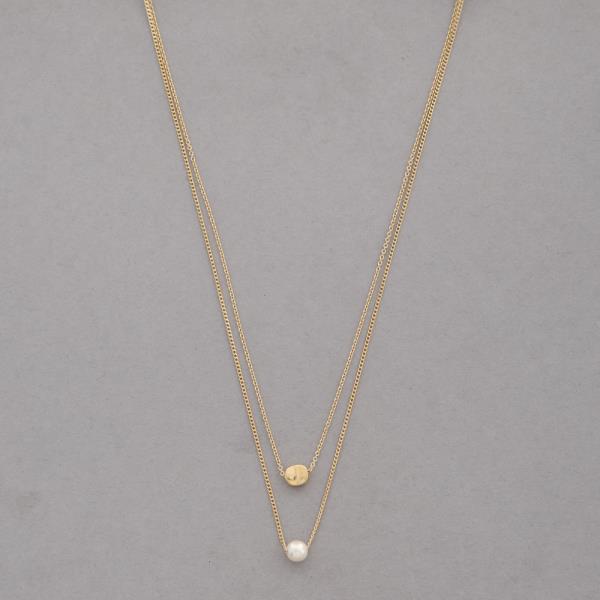 SODAJO GOLD DIPPED 2 LAYERED PEARL METAL CHAIN NECKLACE