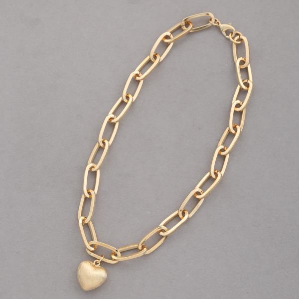 SODAJO GOLD DIPPED METAL CHAIN HEART PENDANT NECKLACE