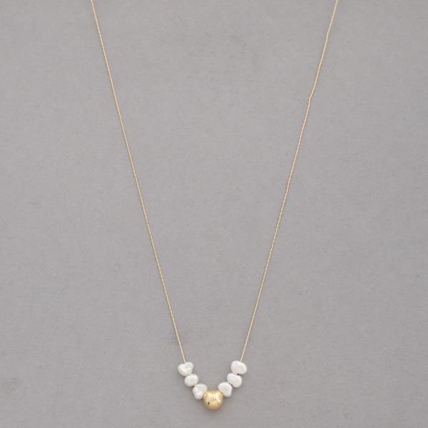 SODAJO GOLD DIPPED PEARL METAL CHAIN NECKLACE