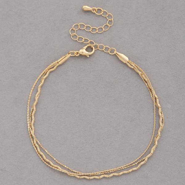 SODAJO GOLD DIPPED 3 LAYERED METAL CHAIN BRACELET