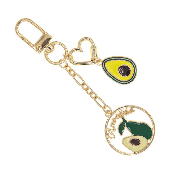 ROUND AVOCADO METAL KEYCHAIN