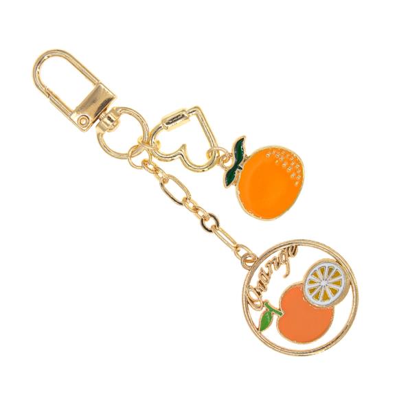 ROUND ORANGE METAL KEYCHAIN
