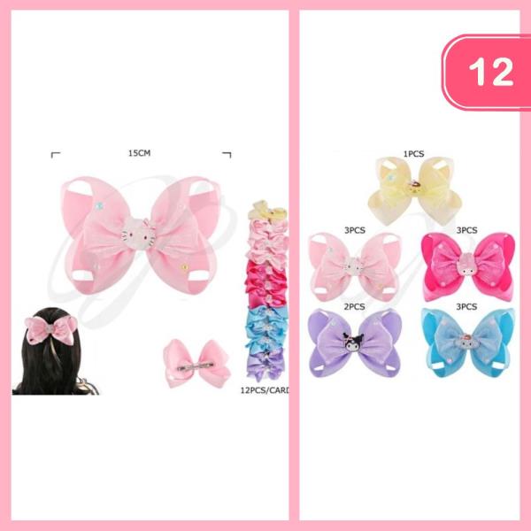 CUTE ANIMAL CHARM HAIR BOW IN (12 UNITS)