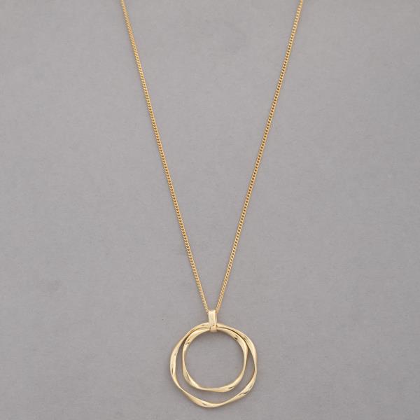 SODAJO GOLD DIPPED METAL CHAIN DOUBLE ROUND PENDANT NECKLACE