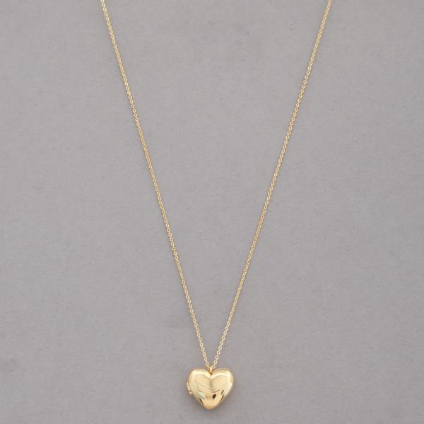 SODAJO GOLD DIPPED METAL CHAIN HEART PENDANT NECKLACE