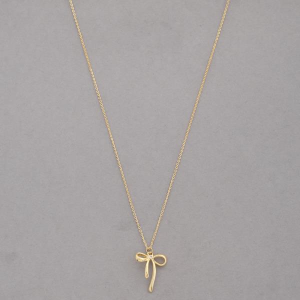 SODAJO GOLD DIPPED METAL CHAIN RIBBON PENDANT NECKLACE