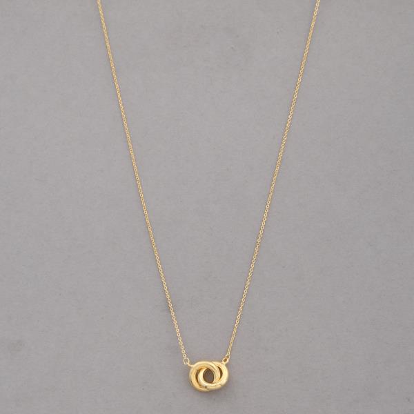 SODAJO GOLD DIPPED DOUBLE RING METAL CHAIN NECKLACE